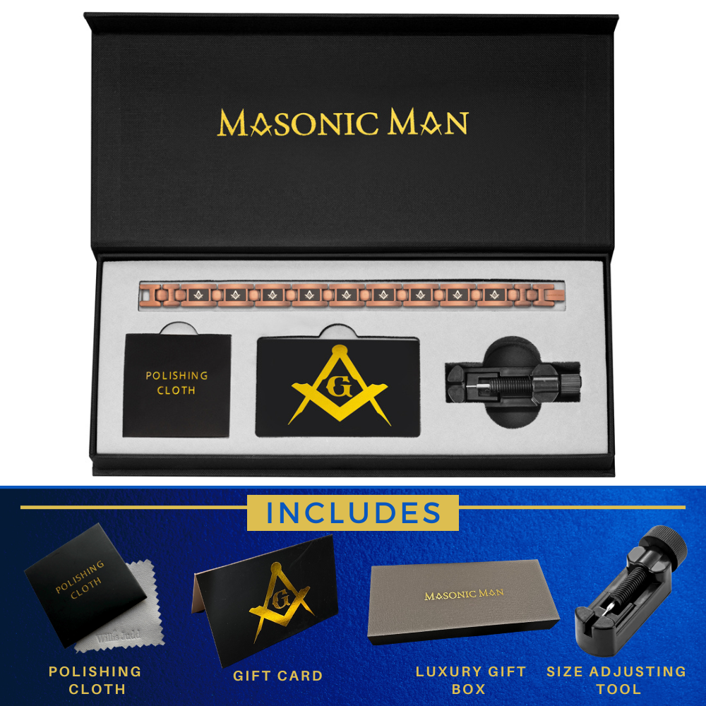 Masonic Pure Copper Link Bracelet with Adjusting Tool