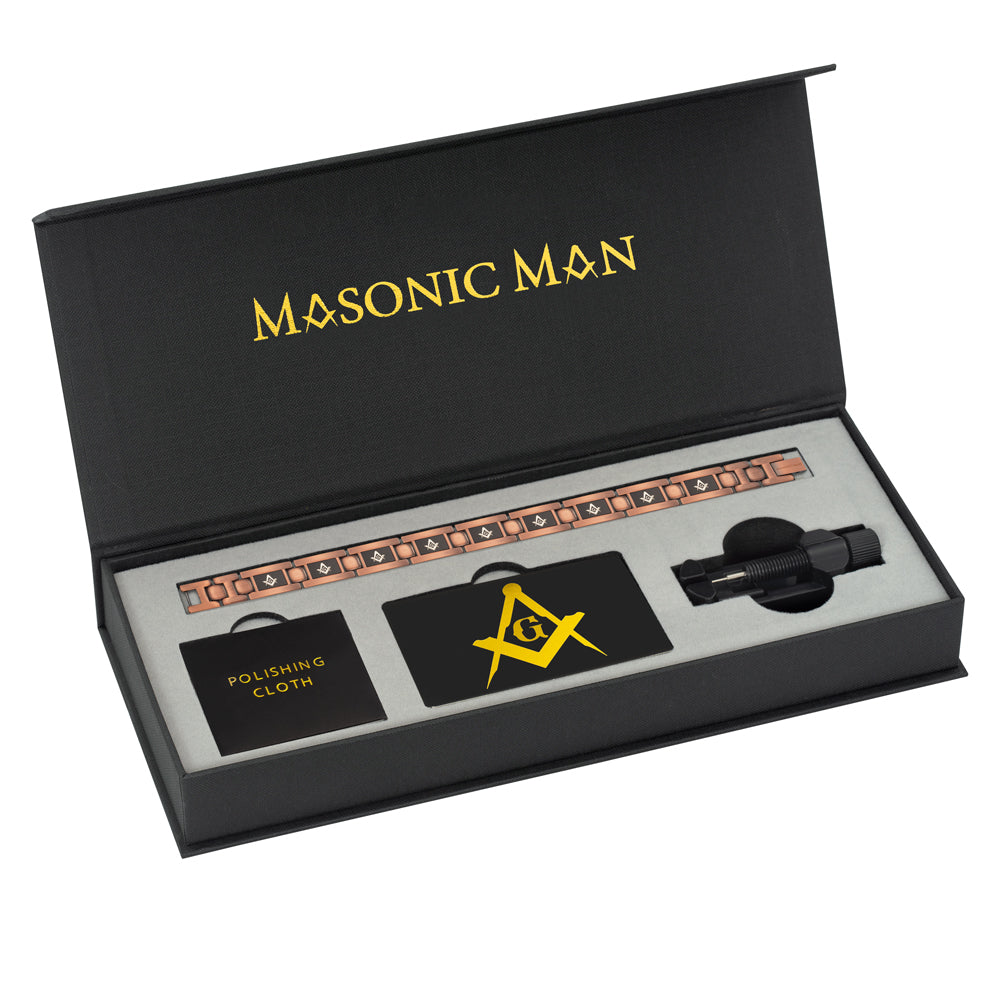 Masonic Pure Copper Link Bracelet with Adjusting Tool