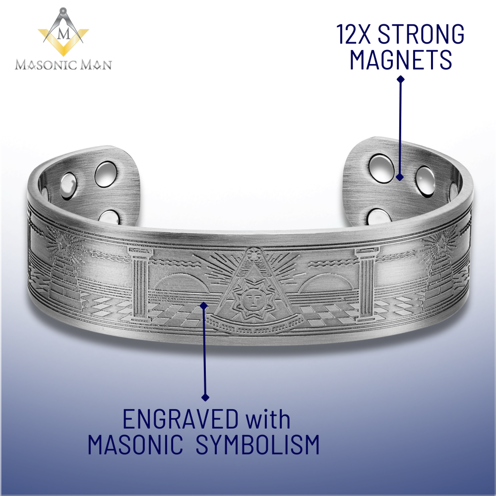 MasonicMan Past Master Engraved Pure Copper Bangle Bracelet - Antique Finish
