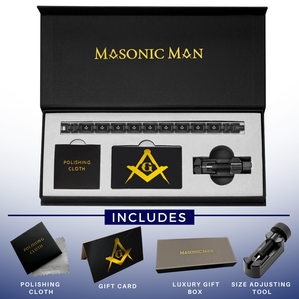 MasonicMan Black Titanium Bracelet &quot;Piano Black&quot;