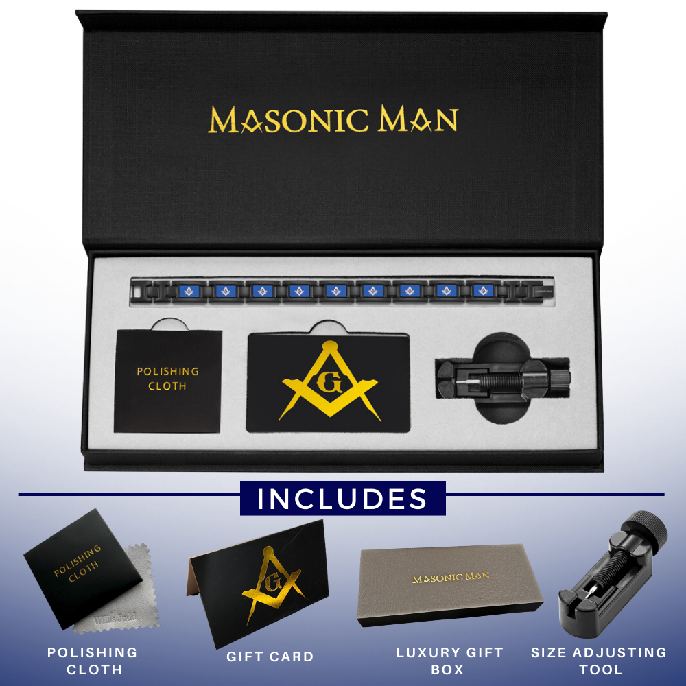 MasonicMan Black Titanium Bracelet &quot;Piano Blue&quot;