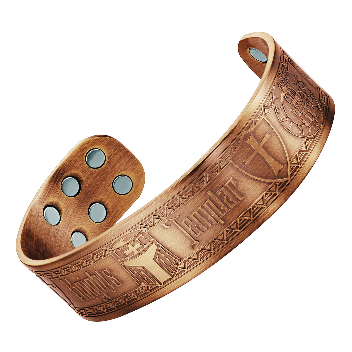 TemplarMan Engraved Pure Copper Bangle Bracelet