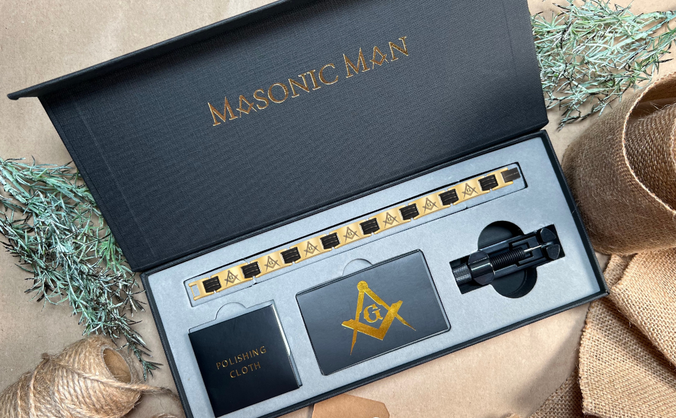 Titanium Masonic Bracelet - Gold Color