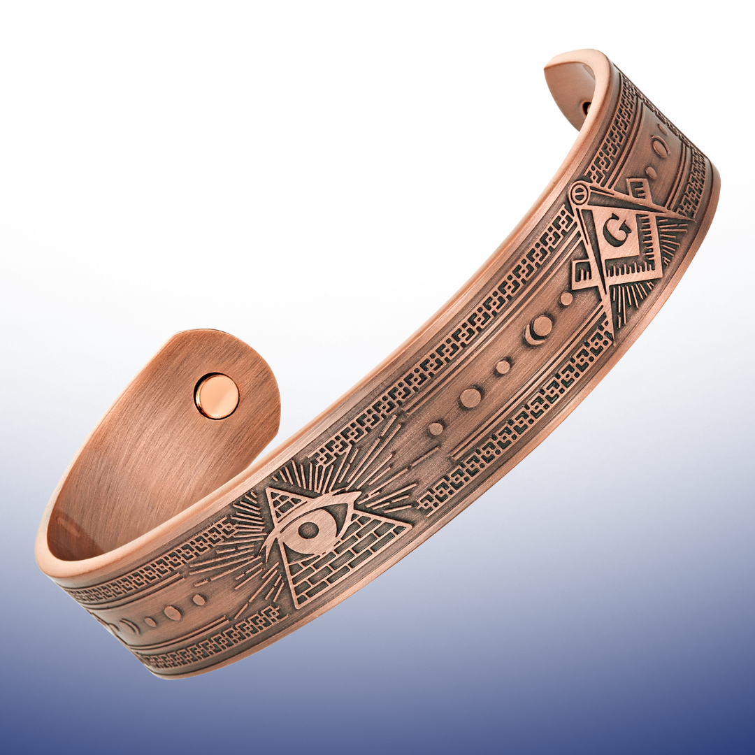 MasonicMan All Seeing Eye Engraved Pure Copper Bangle Bracelet