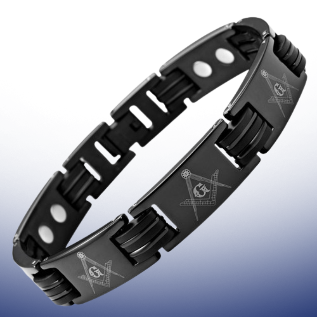 MasonicMan Black Magnetic Titanium Masonic Bracelet