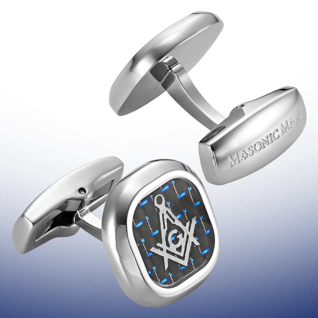 MasonicMan Cufflinks with Blue Carbon Fiber