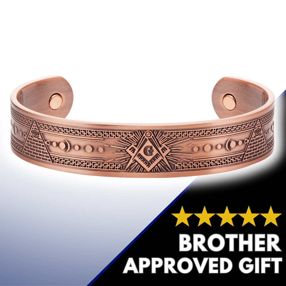 Mens Masonic Bangle Pure Copper  Bracelet - Magnetic