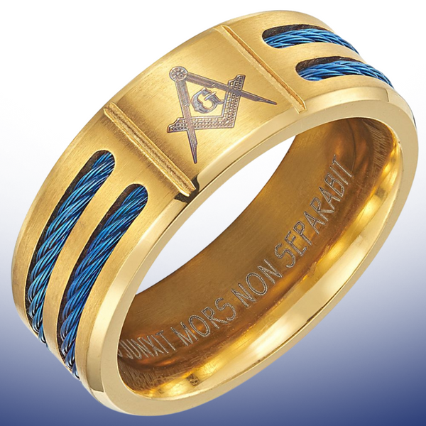 Mens Masonic Ring Gold Titanium