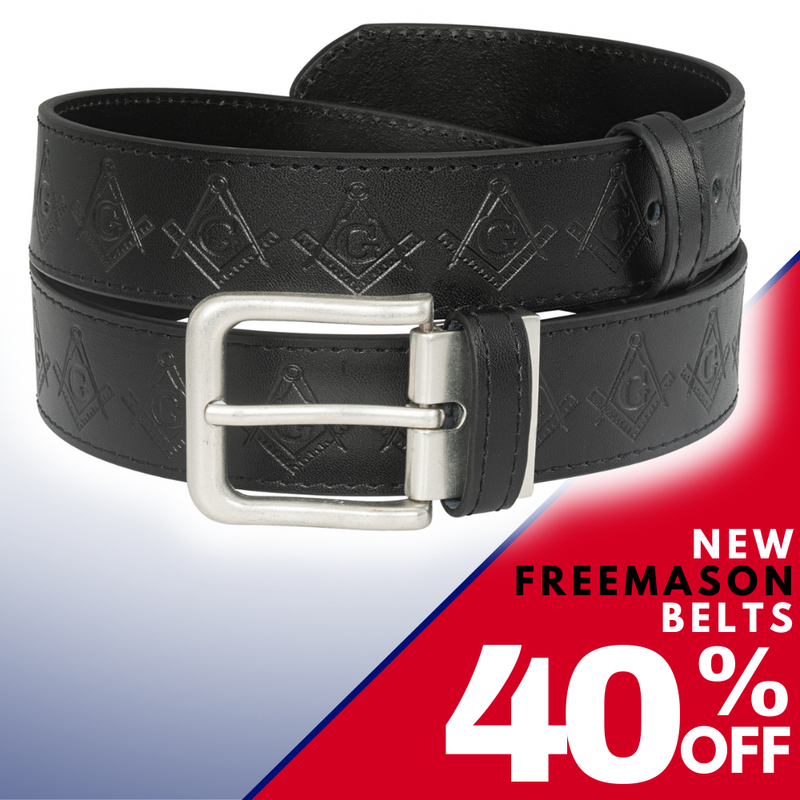 Masonic Leather Belt - Square & Compasses Embossed