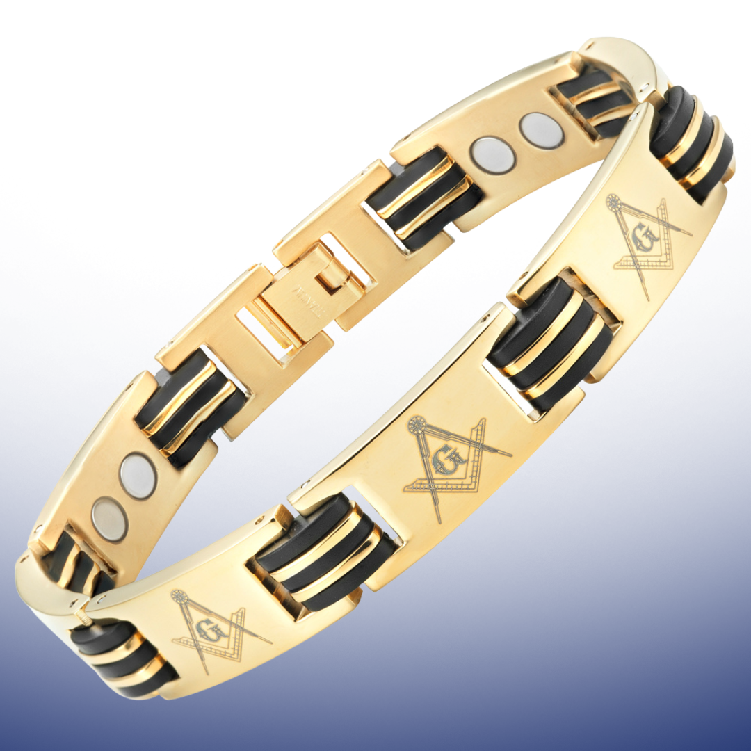 MasonicMan Titanium Magnetic Masonic Logo Bracelet