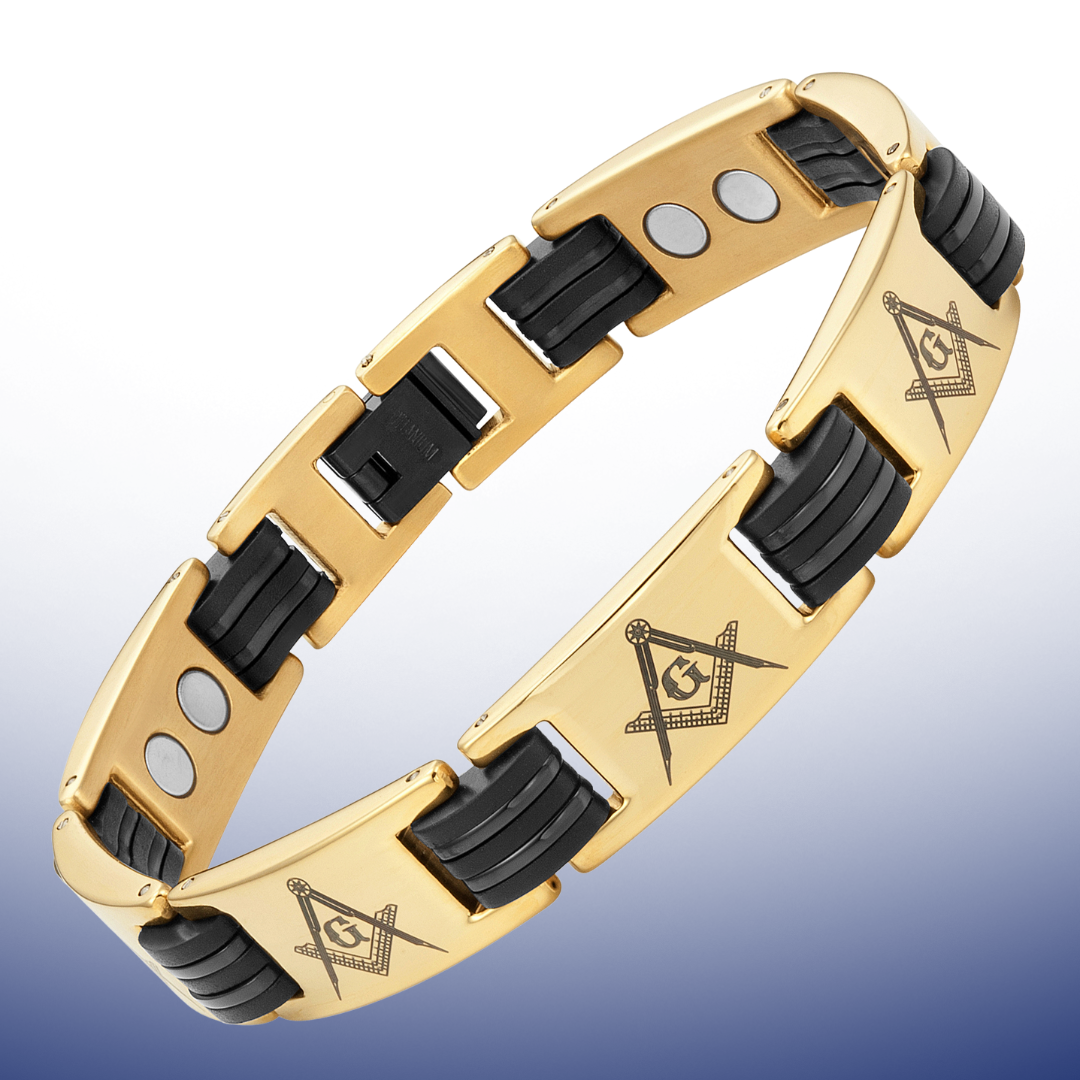 Titanium Masonic Bracelet - Gold Color