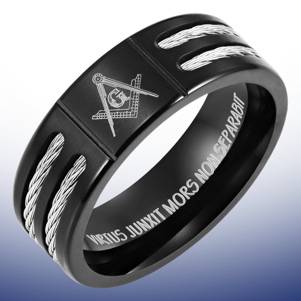 Titanium Masonic Ring Engraved Latin