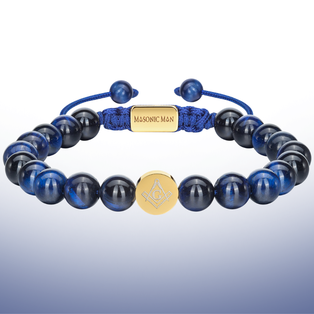 Masonic Mens Bead Bracelet Blue MasonicMan - Main Image
