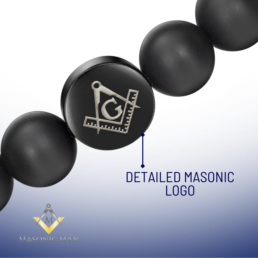 Masonic Mens Bead Bracelet - Black