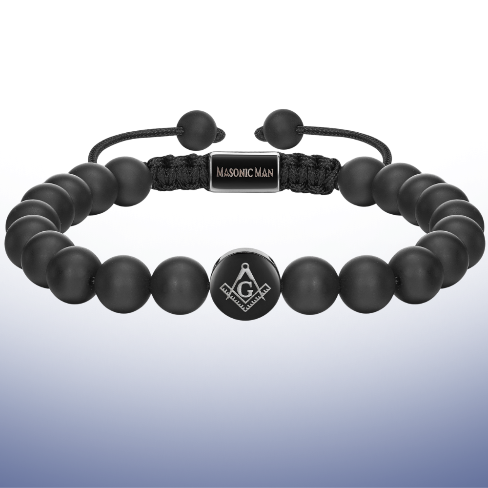 Masonic Mens Bead Bracelet - Black