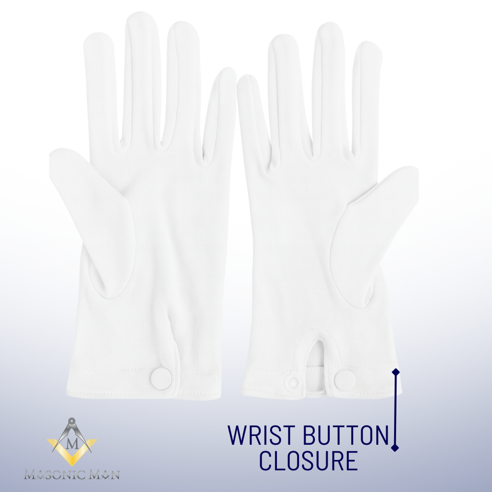 Masonic White Gloves – Square &amp; Compasses with G Embroidery