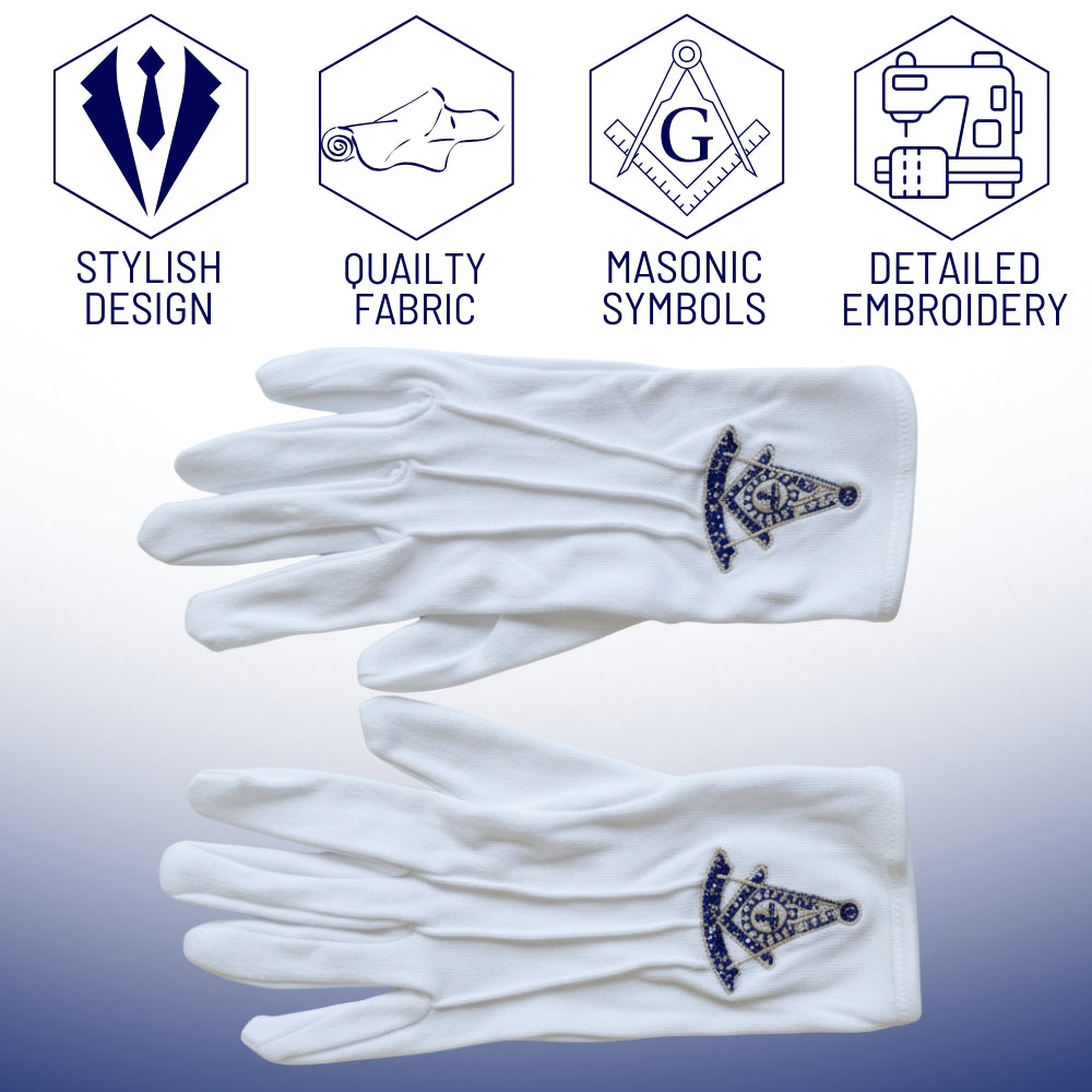 Masonic gloves symbolising leadership and service with Past Master emblem