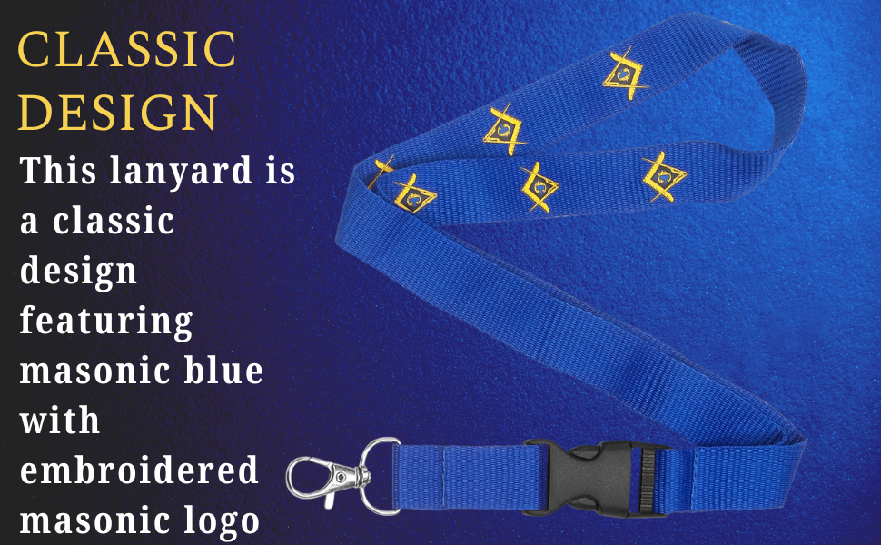 MasonicMan Blue Lanyard with Square and Compass and Clasp