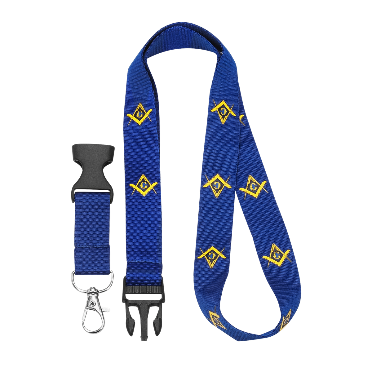 MasonicMan Blue Lanyard with Square and Compass and Clasp