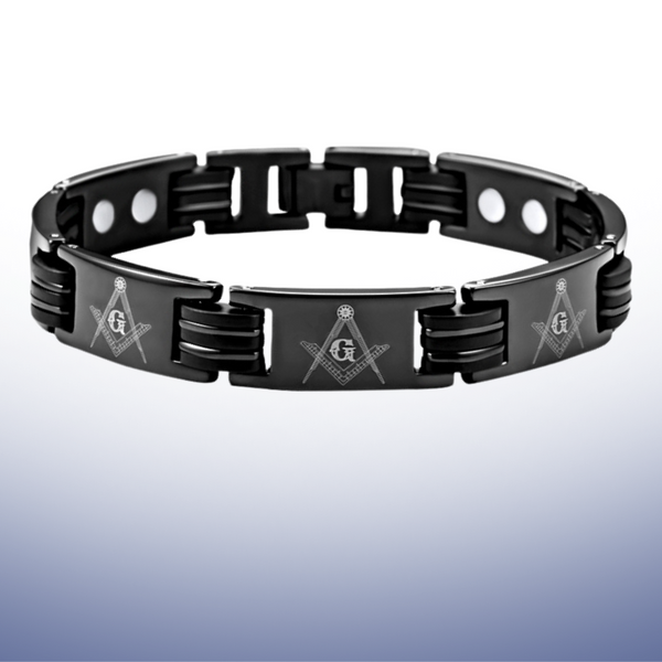 Mens Masonic Bracelet Black Titanium