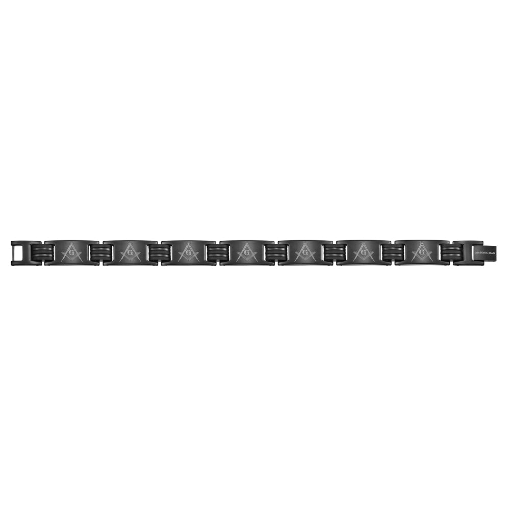 MasonicMan Black Magnetic Titanium Masonic Bracelet