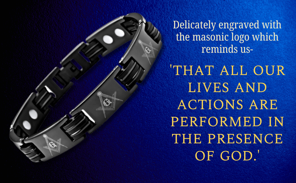 MasonicMan Black Magnetic Titanium Masonic Bracelet