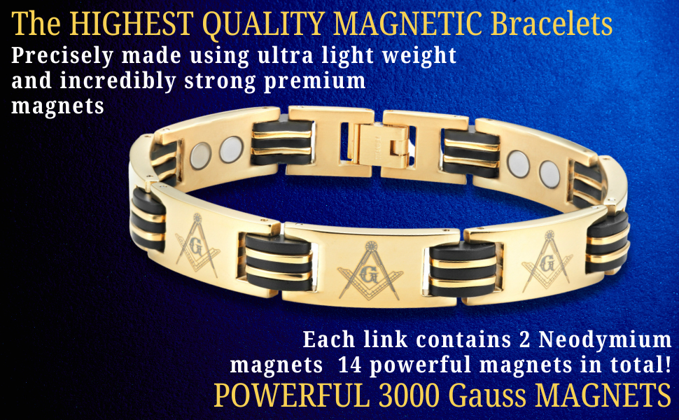 MasonicMan Titanium Magnetic Masonic Logo Bracelet