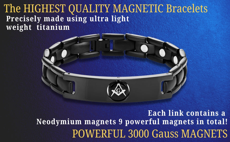 Mens Masonic Bracelet Reversible Black