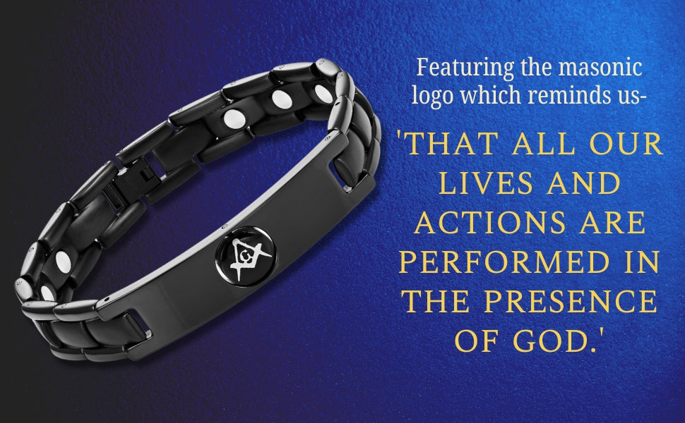 Mens Masonic Bracelet Reversible Black