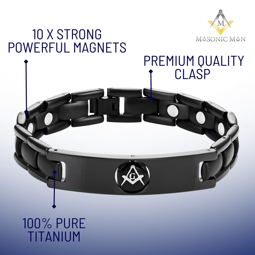 Mens Masonic Bracelet Reversible Black