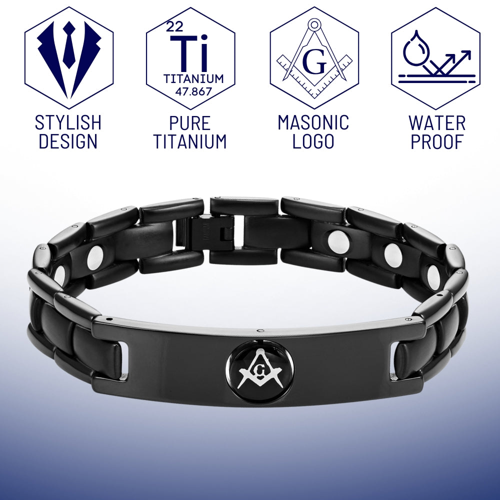 Mens Masonic Bracelet Reversible Black