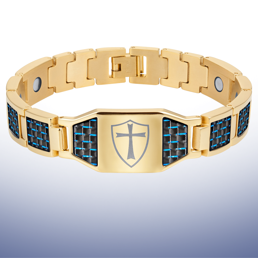 Mens Knights Templar Bracelet Gold Titanium