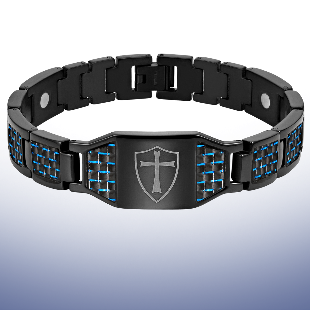 Mens Knights Templar Bracelet - Black Titanium