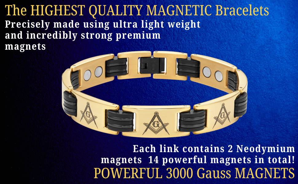 Titanium Masonic Bracelet - Gold Color