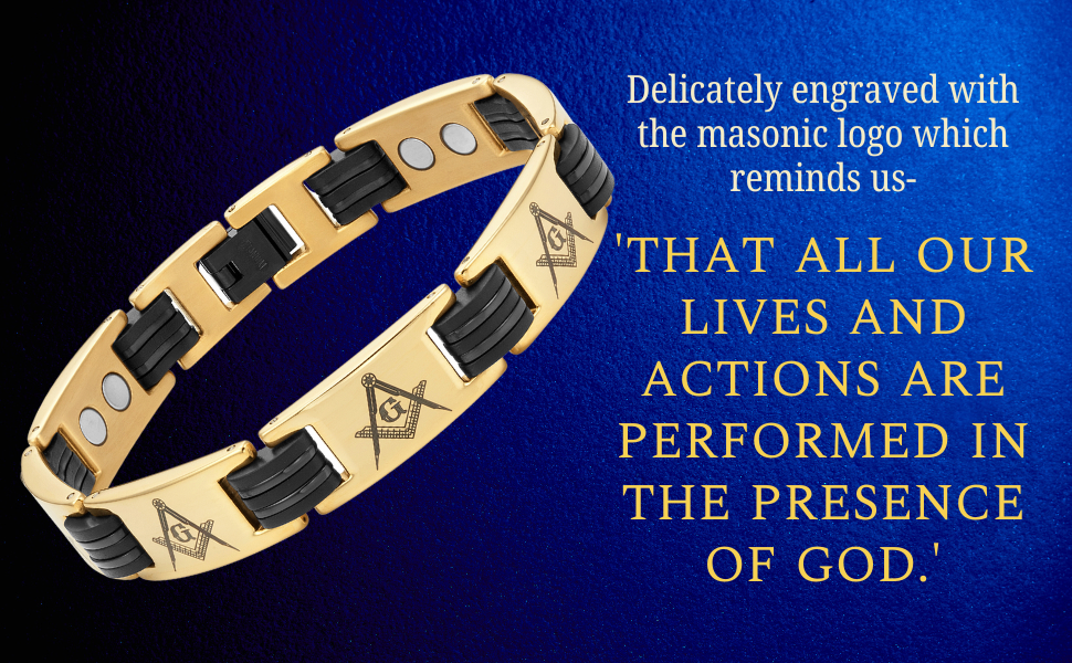 Titanium Masonic Bracelet - Gold Color