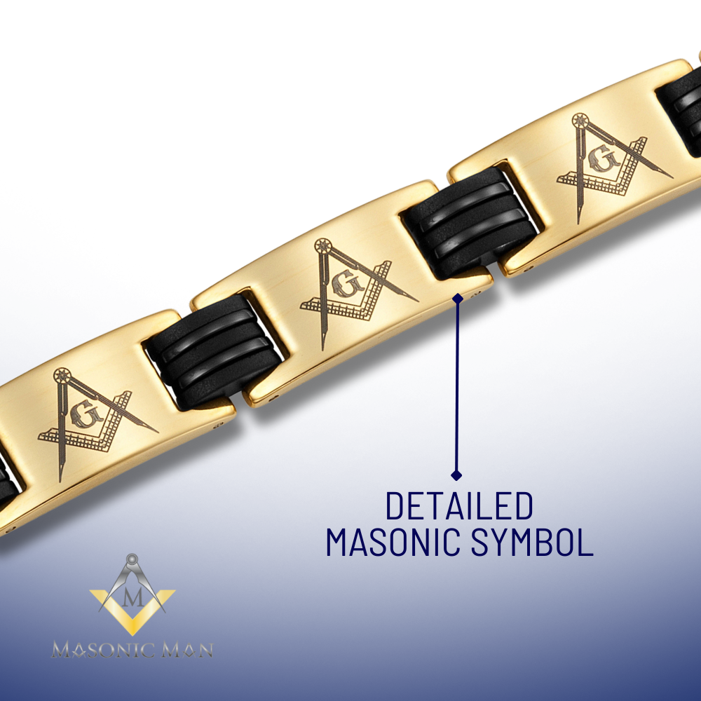 Titanium Masonic Bracelet - Gold Color