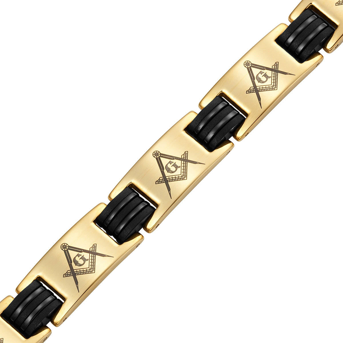 Titanium Masonic Bracelet - Gold Color