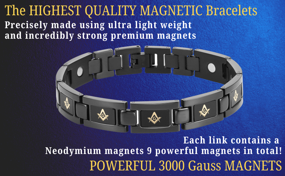 MasonicMan Black Titanium Bracelet &quot;Piano Black&quot;