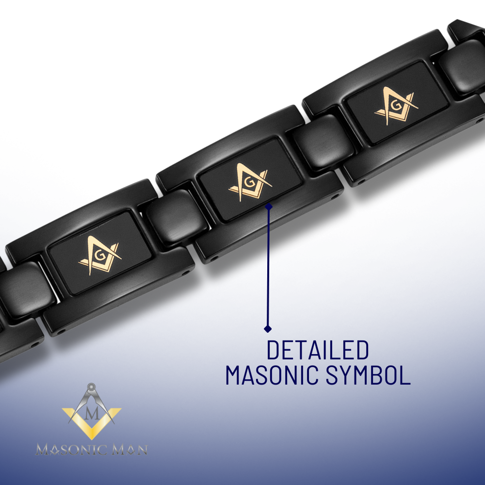 MasonicMan Black Titanium Bracelet &quot;Piano Black&quot;