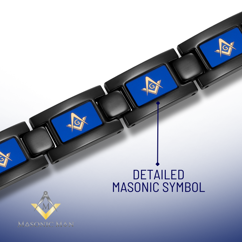 MasonicMan Black Titanium Bracelet &quot;Piano Blue&quot;