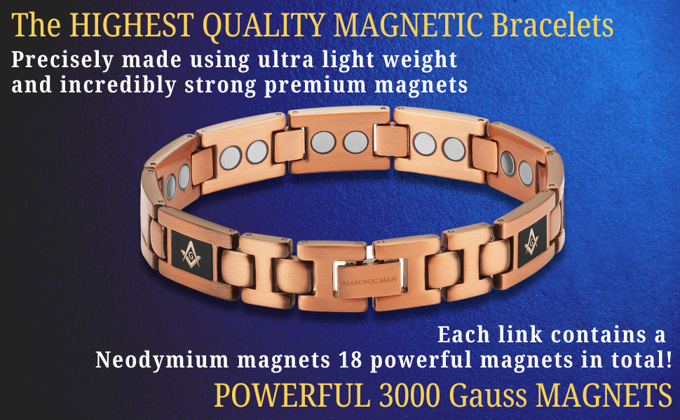 Masonic Pure Copper Link Bracelet with Adjusting Tool