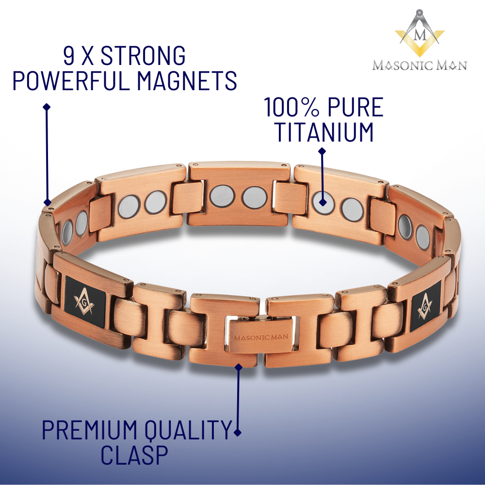 Masonic Pure Copper Link Bracelet with Adjusting Tool