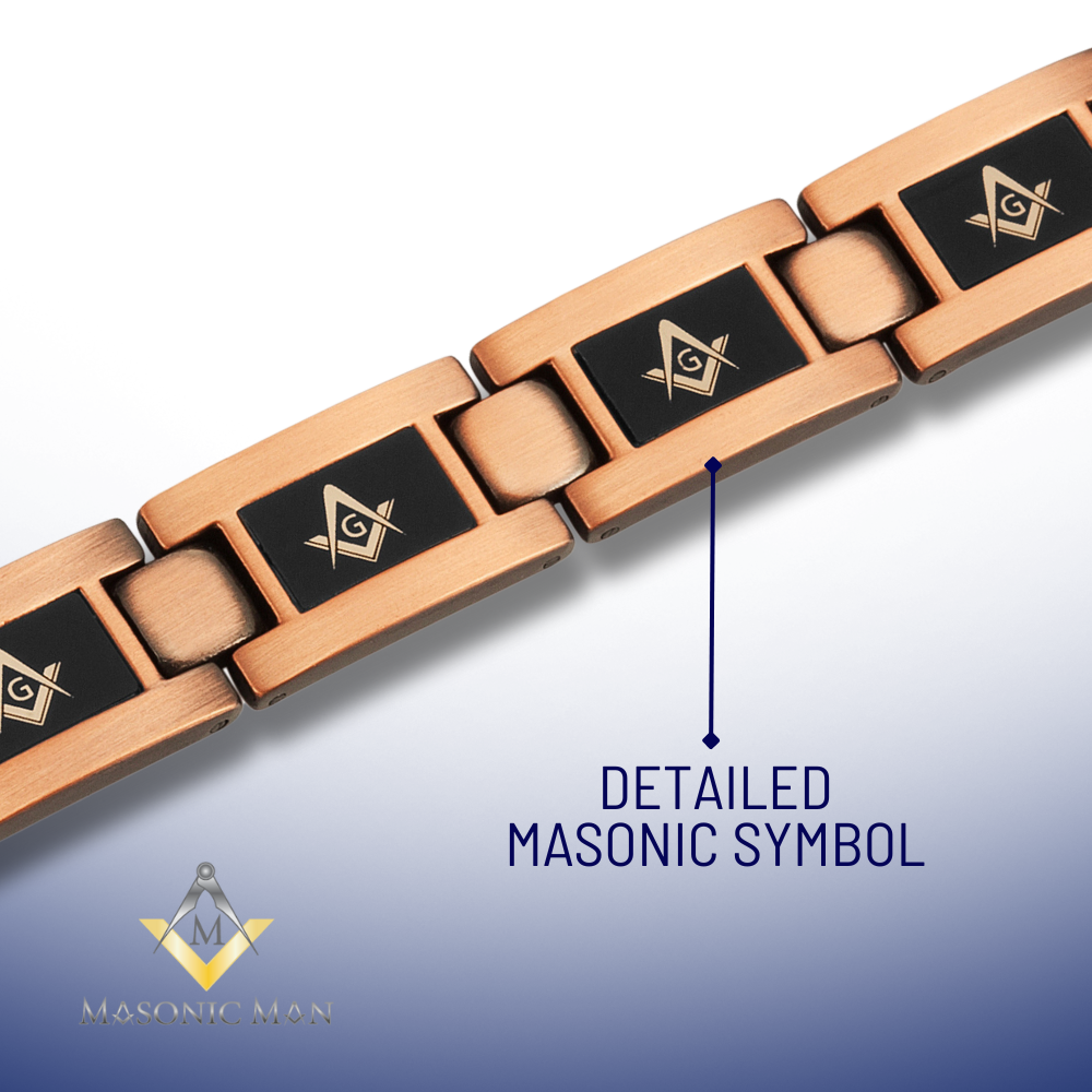 Masonic Pure Copper Link Bracelet with Adjusting Tool