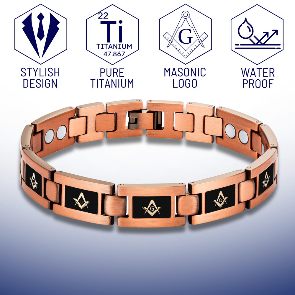 Masonic Pure Copper Link Bracelet with Adjusting Tool