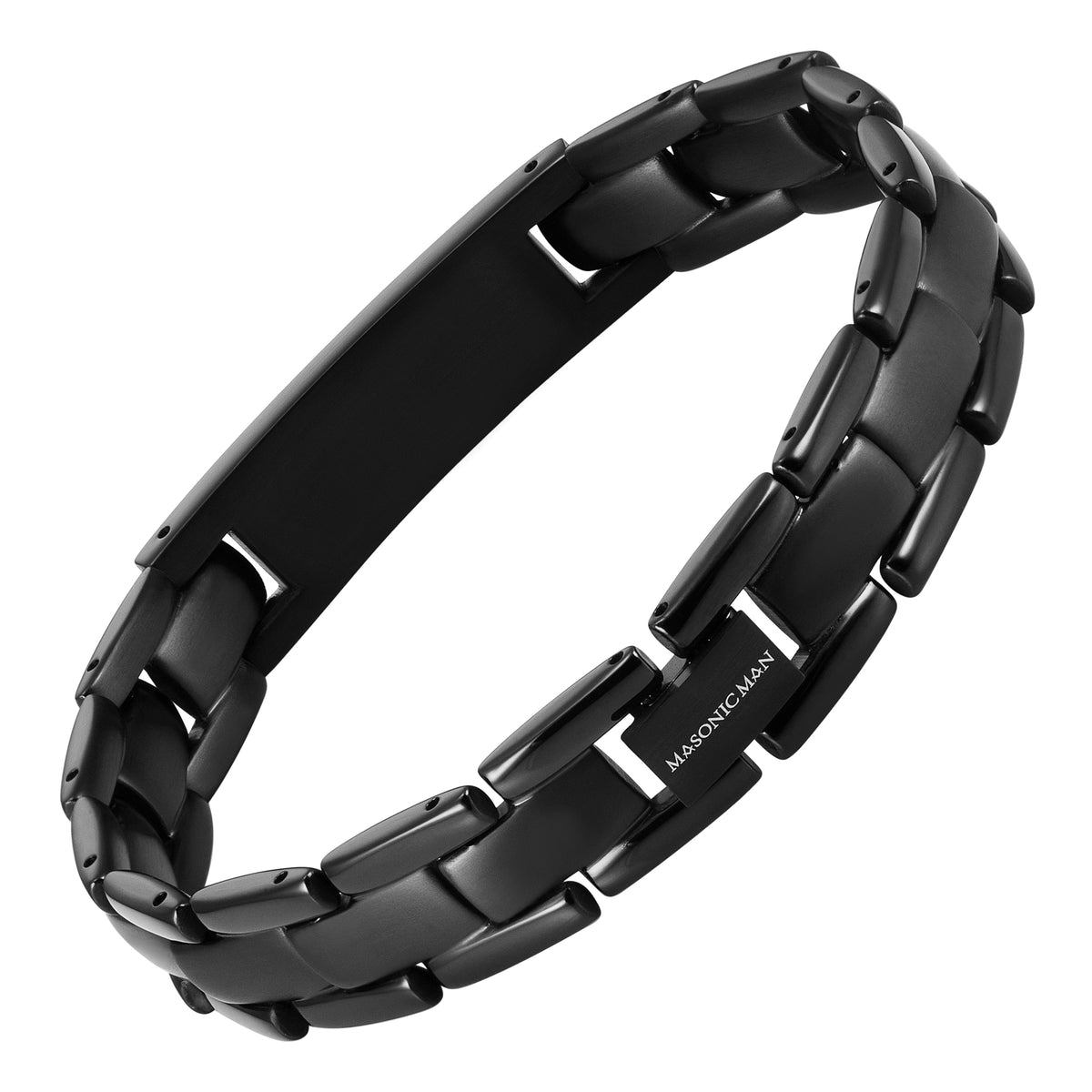 MasonicMan Black Titanium Bracelet with Square and Compass