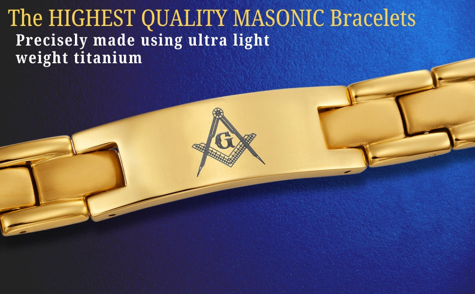 Mens Gold Masonic Bracelet Titanium