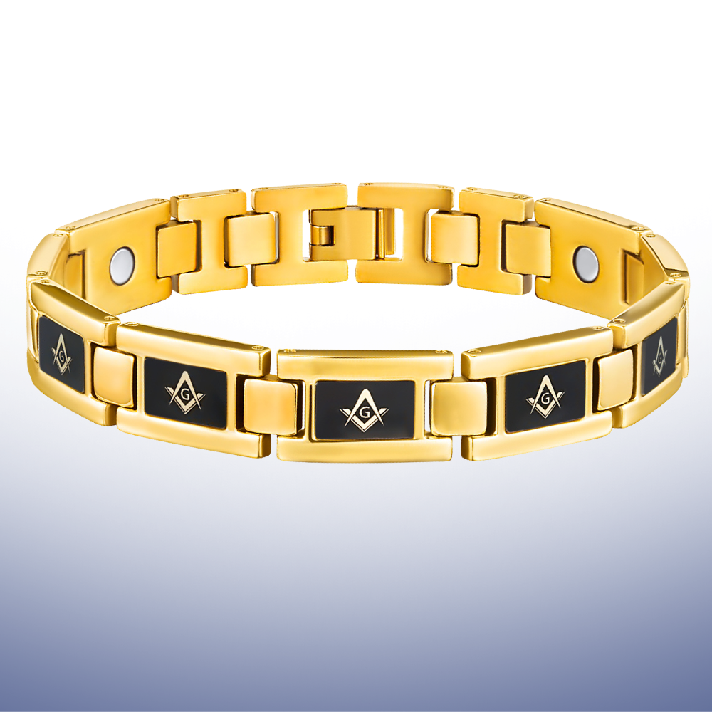 Mens Gold Masonic Bracelet Titanium