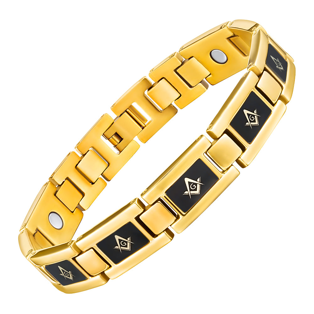 Mens Gold Masonic Bracelet Titanium