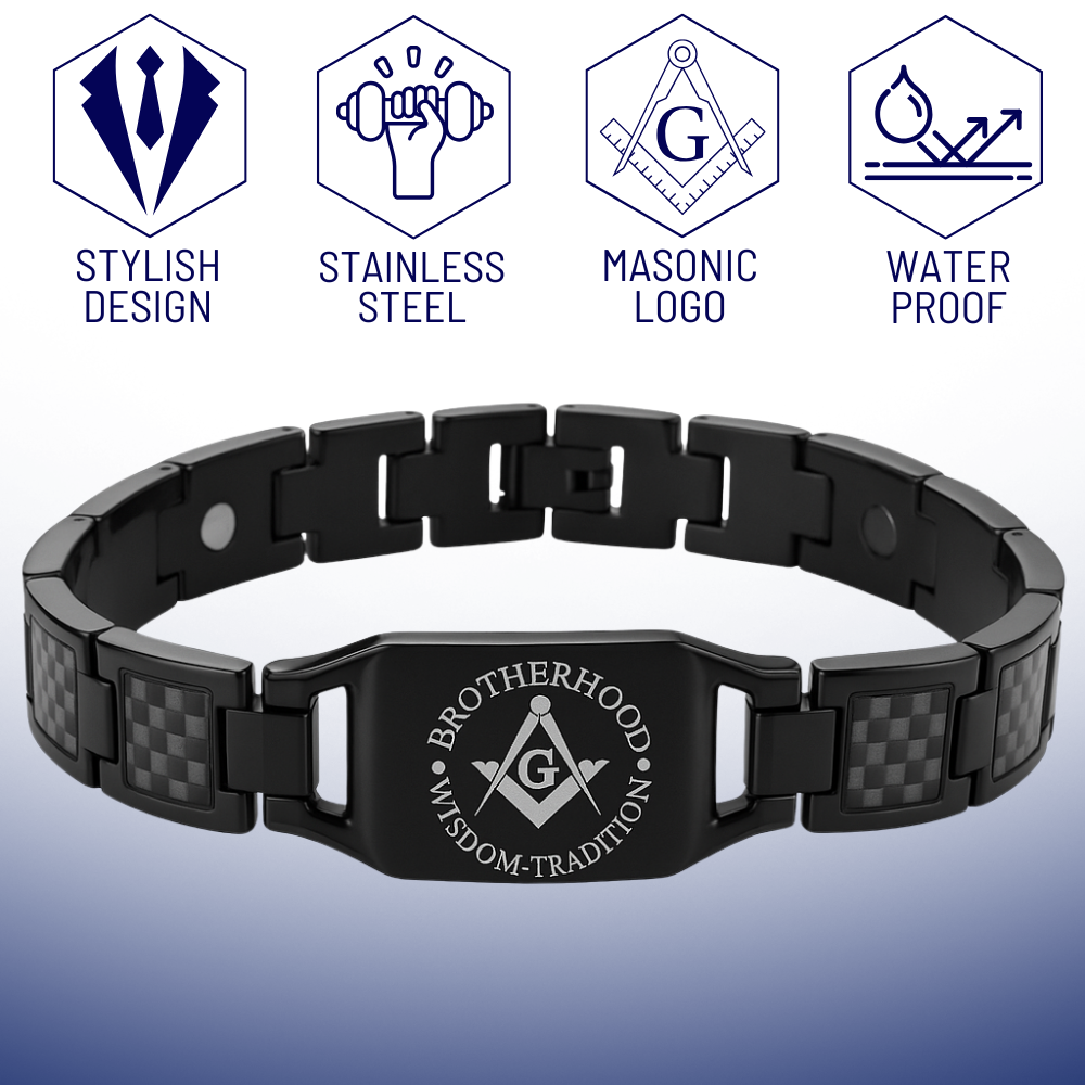 Mens Brotherhood, wisdom, tradition freemasonry bracelet