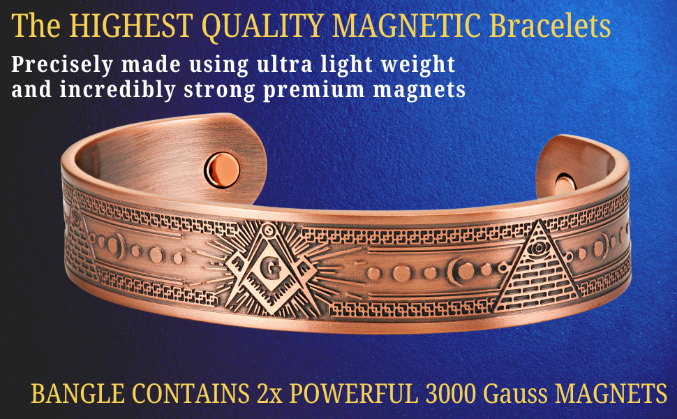 MasonicMan Engraved Pure Copper Bangle Bracelet